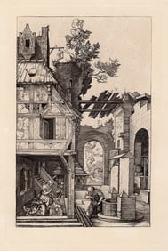 Albrecht Durer 1885 engraving Christmas Day (The Nativity) signed