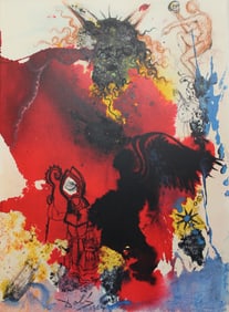 1967 Dali Original Biblia Sacra Lithograph Dragon Framed