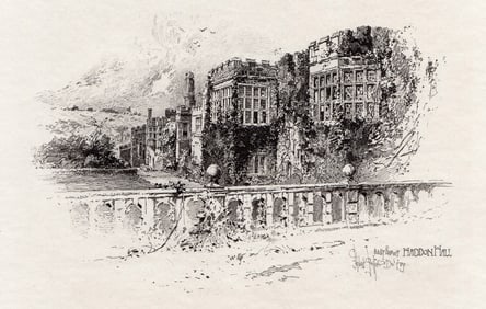 Herbert Railton The East Front, Haddon Hall 1891 etching