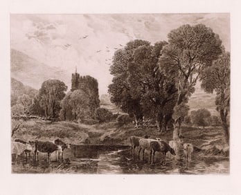 1888 Simeon Myers Cookham, on the Thames etching signed
