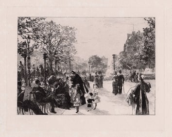 Leon Lhermitte Champs Elysees 1884 etching