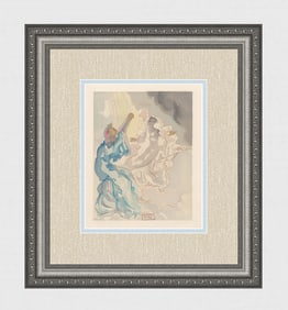 1960 Salvador Dali New Beatrice Authentic Woodcut Signed Framed