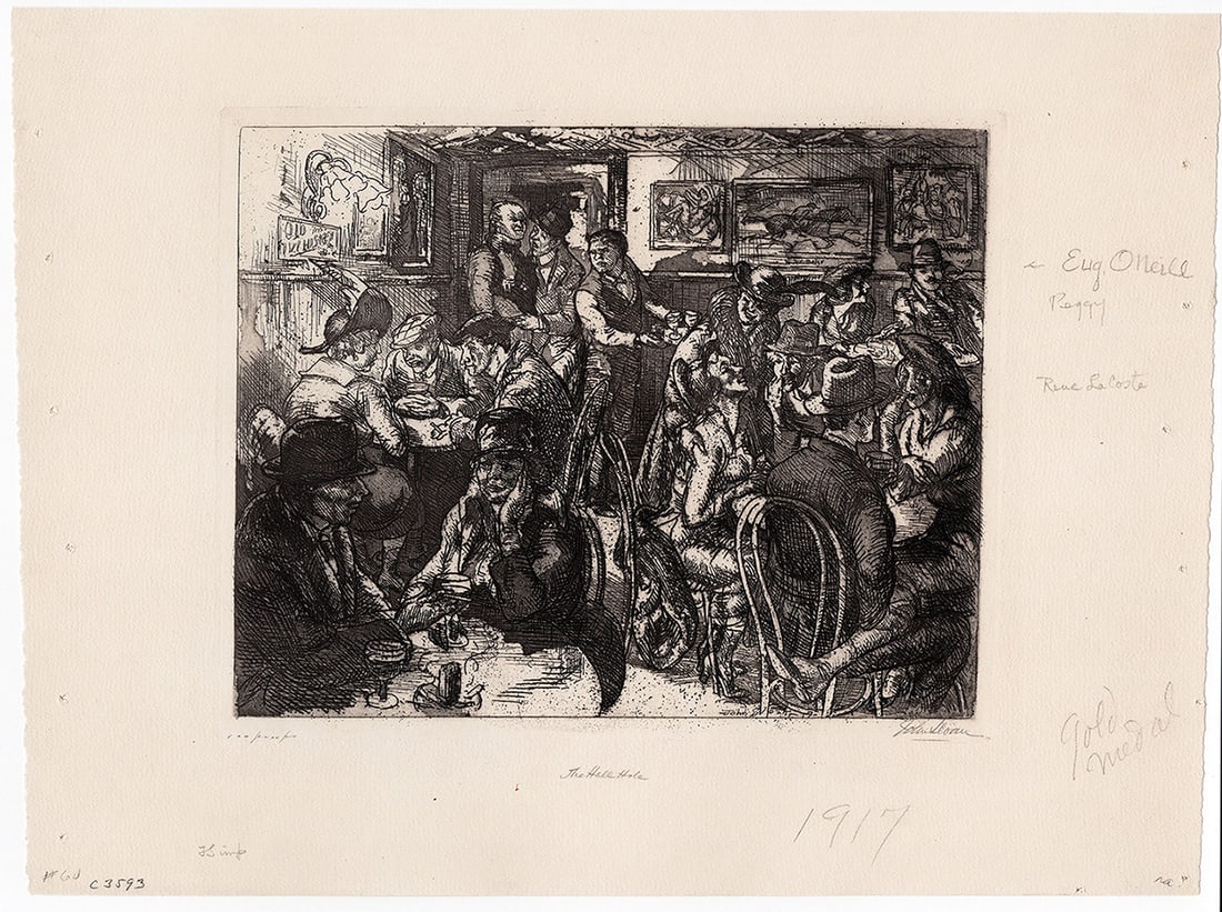 John Sloan Original Etching Hell Hole Signed Numbered: John Sloan (1871-1951). Hell Hole, 1917. Etching and aquatint on wove paper. Year: 1917. Signed in pencil lower right, titled lower center. #60 from the edition of 100 (Morse notes that 110 were print