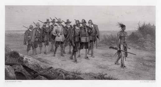 George Henry Boughton The March of Miles Standish 1872 engraving