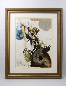 Dali Writing on the Wall 1967 Original Framed Lithograph