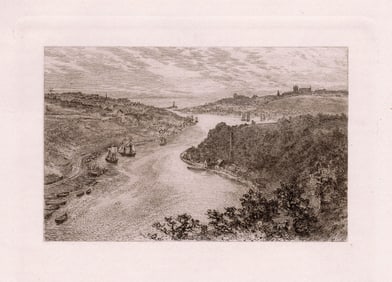 Alfred Dawson 1892 etching Whitby signed