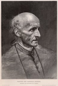 Charles Roberts Portrait of Cardinal Manning woodcut signed