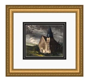 Maurice de Vlaminck 1958 lithograph L'eglise de Saint Lubin de Cravant signed