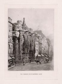 Alfred-Louis Brunet-Debaines (French, 1845-1939). The Church of St. Sauveur, Caen etching signed