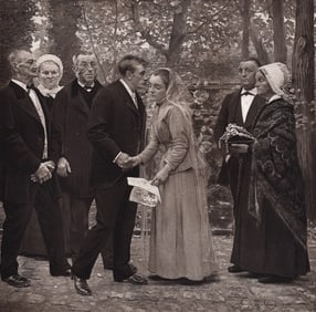 Jean-Eugene Buland 1800s Antique Print The Wedding Kiss FRAMED Signed