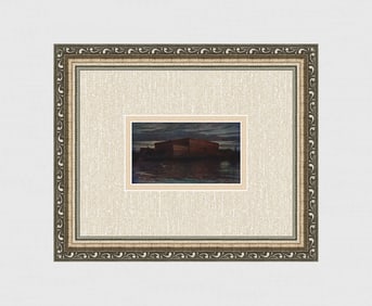 Prince Eugen Antique Color Print Night View of Stockholm Castle Framed