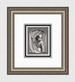 1800s Francis John Williamson Engraving "Child at Sunrise" FRAMED