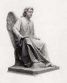 ERASTUS DOW PALMER 1800s Engraving Famous Seated Angel Monument FRAMED COA