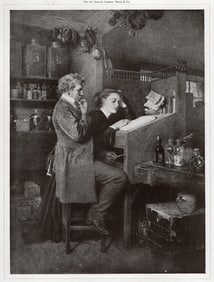 Charles Green Antique Print Something Wrong Somewhere Framed