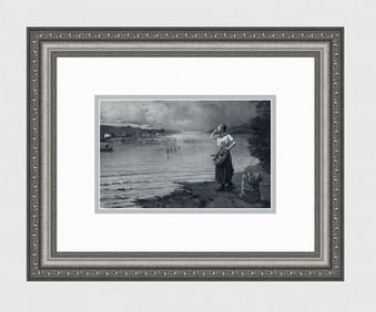 Paul Leon Gagneau 1800s Antique Print The Approaching Storm Framed Signed