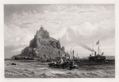 1865 Clarkson STANFIELD Antique Engraving The Royal Yacht FRAMED SIGNED