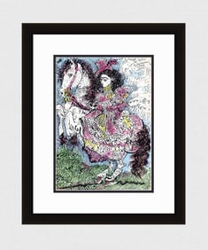 1961 Pablo PICASSO Color Lithograph Jacqueline Riding a White Horse SIGNED FRAMED