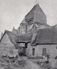 1800s Georges Lopisgisch Antique Print Mother Bocquet's Farm SIGNED Framed