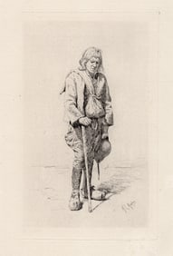 1883 Mortimer Menpes A Breton Beggar etching signed