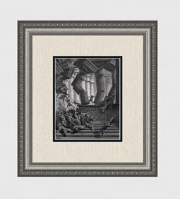 Gustave Dore 1800s Biblical Woodcut Samson Is Avenged FRAMED Signed