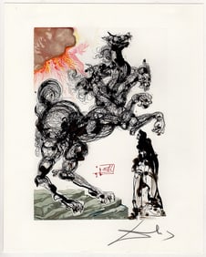 1960 Salvador Dali Cerberus Authentic Woodcut