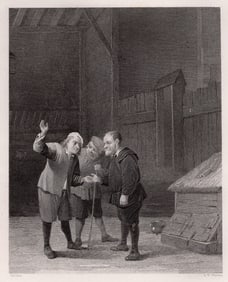 1834 David Teniers the Younger Striking a Bargain engraving signed