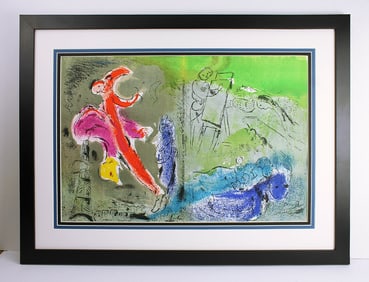 1952 Original MARC CHAGALL Lithograph Vision of Paris M81