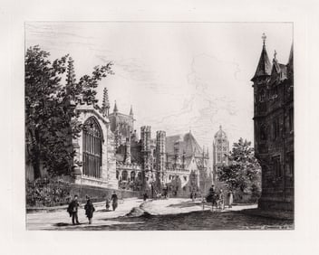 1880 Charles Henri Toussaint St. John's College etching signed