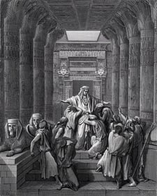 1800s GUSTAVE DORE Biblical Wood Engraving Joseph Reveals His Identity FRAMED Signed