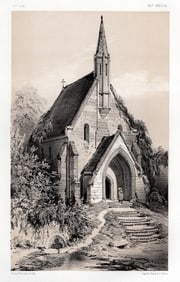 ORIGINAL Victor PETIT 1800s Lithograph Fontainejean Abbey FRAMED SIGNED