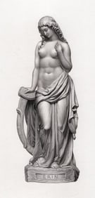 William James O'Doherty 1800s Engraving Nude with an Irish Harp Framed