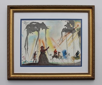 Dali 1967 Lithograph Space Elephants Framed Biblia Sacra