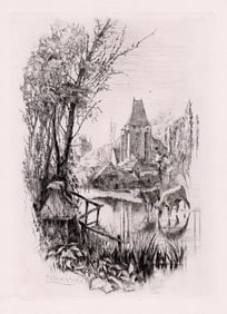 Philip Gilbert Hamerton The Birthplace of Jean Cousin etching signed