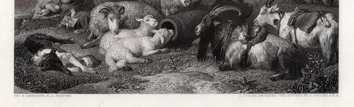 Edwin LANDSEER 1800s Engraving Time of Peace SIGNED Framed