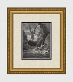 Gustave Dore Satan and Beelzebub (Milton's Paradise Lost) c. 1880 Woodcut Signed