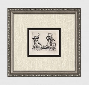 JACQUES CALLOT 1920 Limited Engraving "Esgangarato & Cocodrillo" FRAMED