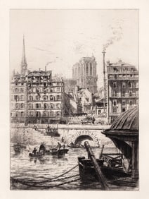 1883 Alfred Louis Brunet Debaines Notre Dame etching signed