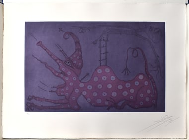 Joan Ponc 1975 Etching Esfinx Acrobatica Signed Numbered