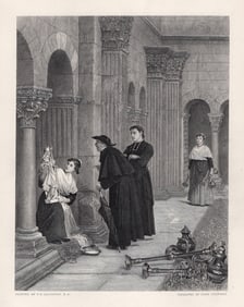 FRAMED Philip Hermogenes CALDERON 1800s Engraving REFURBISHING Signed