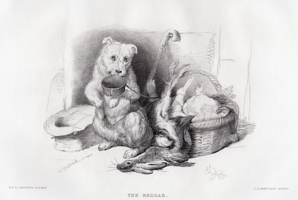 Sir Edwin Henry Landseer The Beggar 1876 engraving
