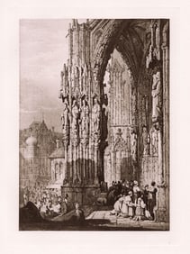 Samuel Prout Porch of Ratisbon Cathedral print signed