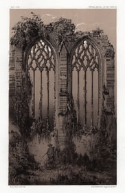 1800s Original Victor Petit Lithograph Church Of St Aubert Signed Framed