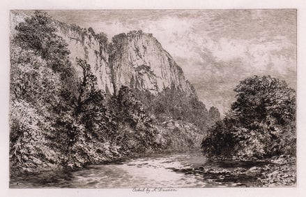 1891 Alfred Dawson High Tor, Matlock etching signed