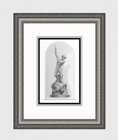 Religious 1800s John Flaxman Antique Engraving "Michael & Satan" Framed