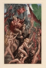 Nicolas Sternberg 1930 Color Engraving "Blessed King Pausole " Limited Framed