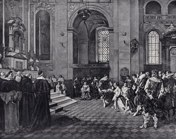 Ferdinand HUMBERT 1800s Antique Print Louis XIII & Hautefort SIGNED Framed