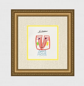 1968 Pablo Picasso Color Lithograph "Abstract Composition" Limited Signed Framed