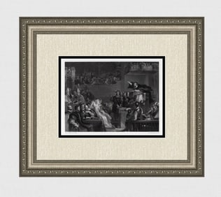 Religious 1800s David WILKIE SIGNED Engraving "John Knox Preaching" Framed