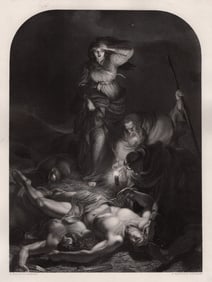 1800s William HILTON SIGNED Engraving Editha Searching for Harold FRAMED