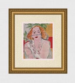 Beautiful 1943 MATISSE Color Lithograph "Woman with a Veil" SIGNED Framed COA